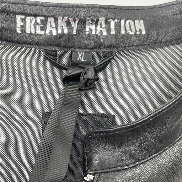 NWT Freaky Nation Women’s Black Leather/Mesh Jacket XL - Picture 3 of 11